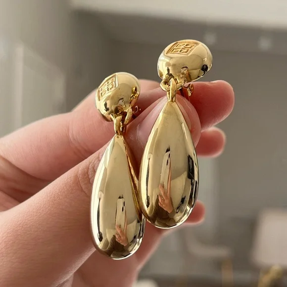 Givenchy Gold Teardrop Earrings - Picture 3 of 7